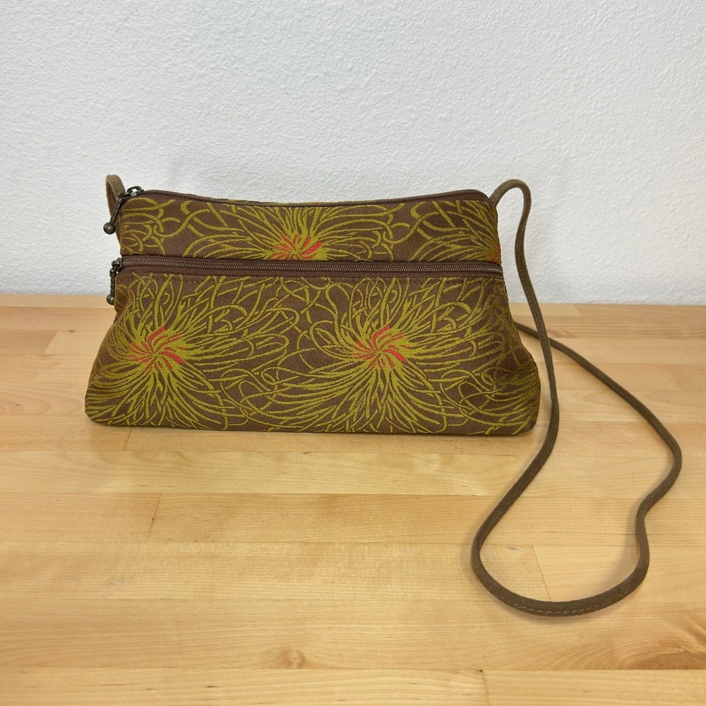 Maruca Boulder Colorado Crossbody Bag Brown Olive Floral Woven Tapestry Zippered